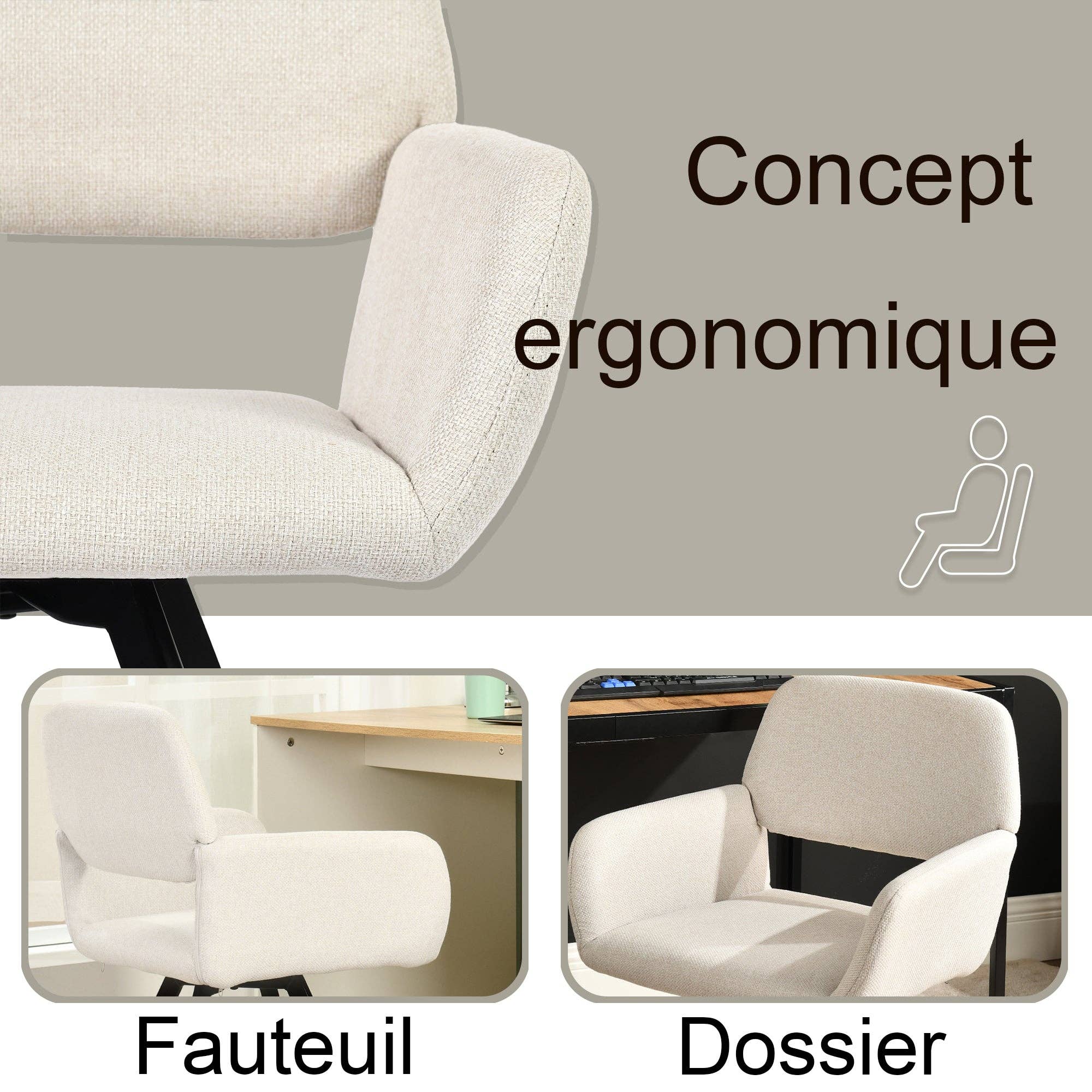 Urban Meuble - Wholesale Chair - Set of 2 Scandinavian dining chairs, swivel, beige fabric CALIFORNIA KD BEIGE SWIVEL14