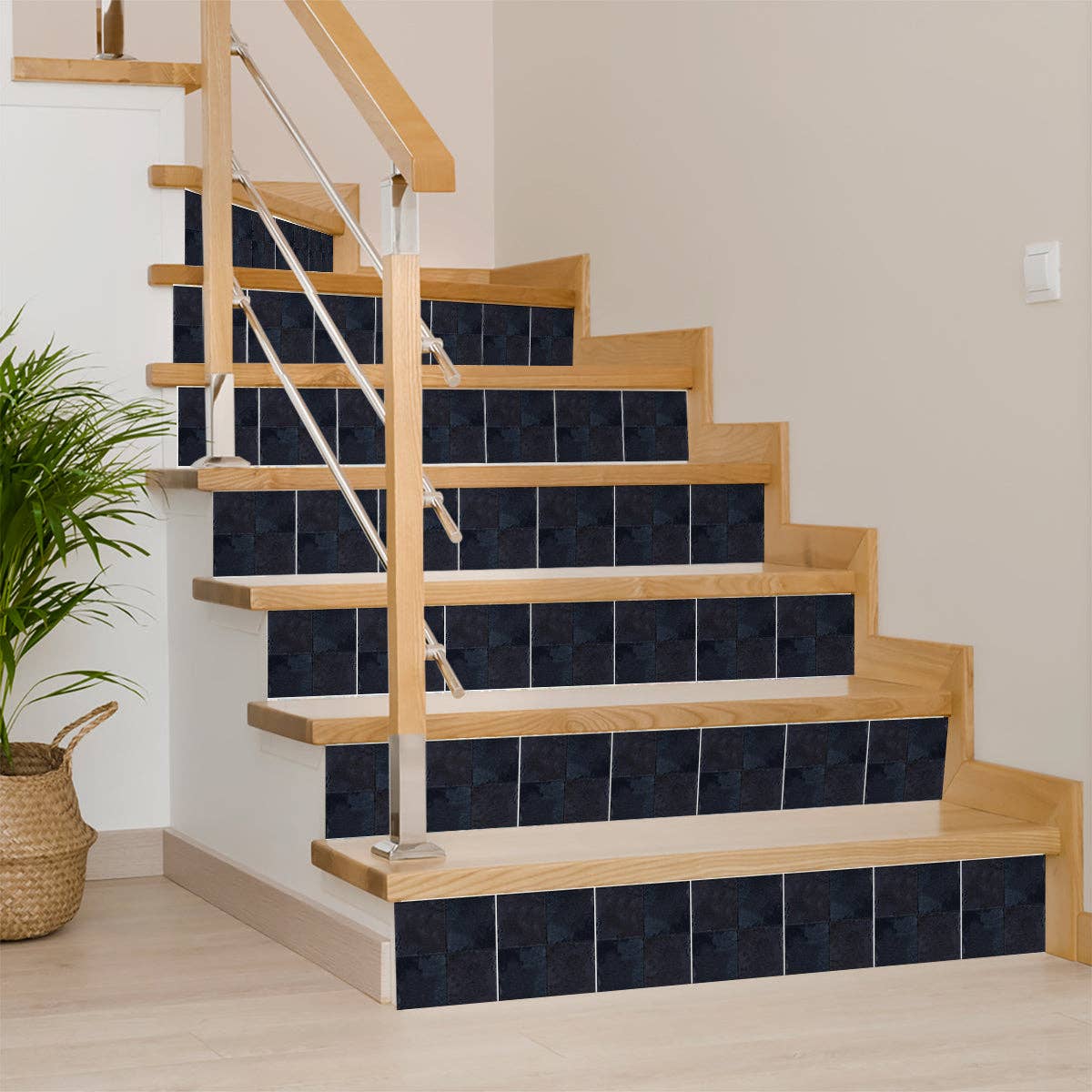 Mi Alma LLC - Wholesale Wall Tile - Solid Black Dark gray Peel And Stick Easy Transforming Dark backsplash Model -R975