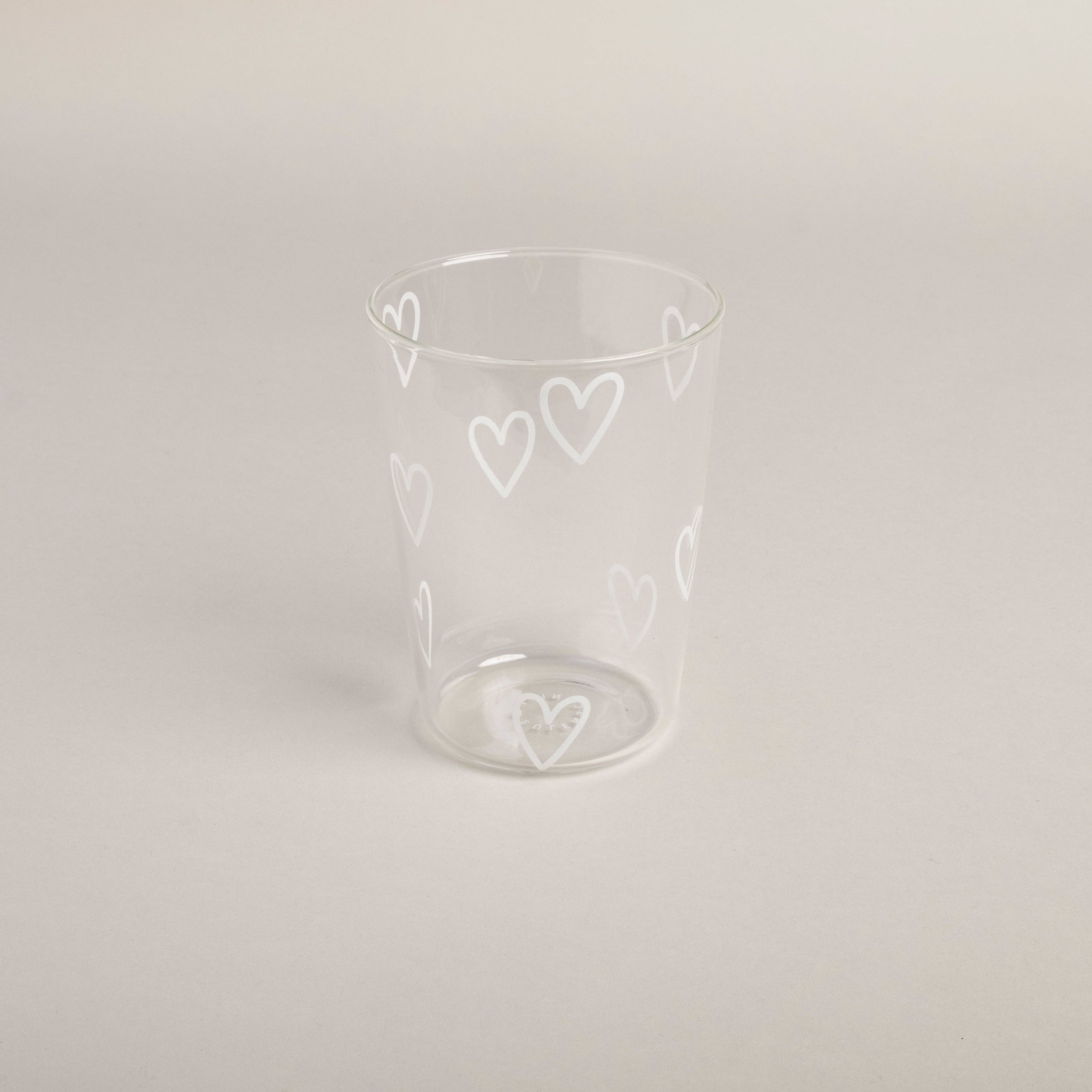 Eulenschnitt - Wholesale Drinking Glass/Cup - Drinking glass hearts white (VE = 6 pcs)15