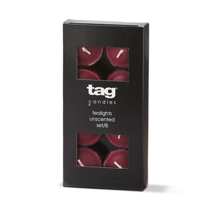 Color Studio Tealight Candles S/8 Wine Wax Everyday for wholesale by tag