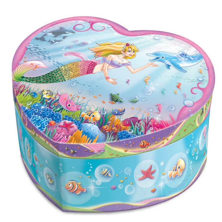 Heart Shaped Musical Jewelry Box Mermaid for wholesale by Mad Ally