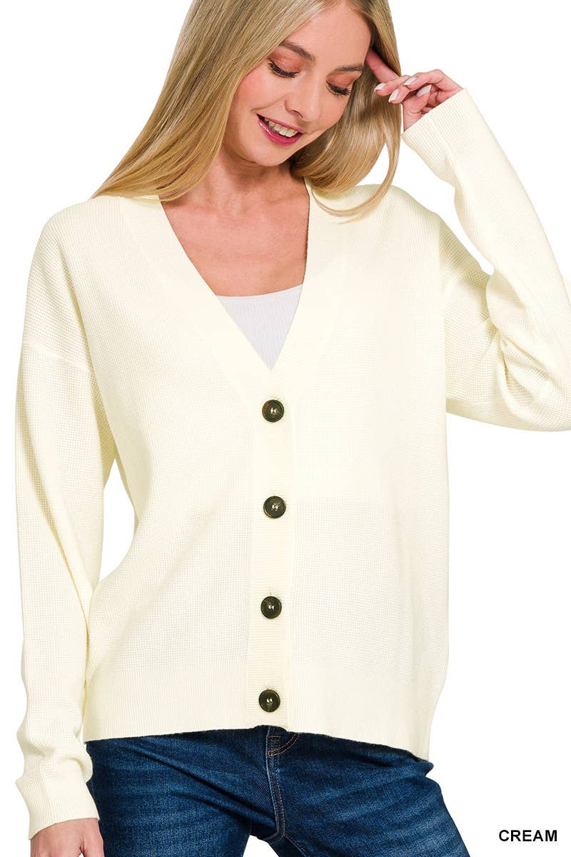 42POPS - Wholesale Cardigan - Women's - .Drop Shoulder Button Front Sweater Cardigan19