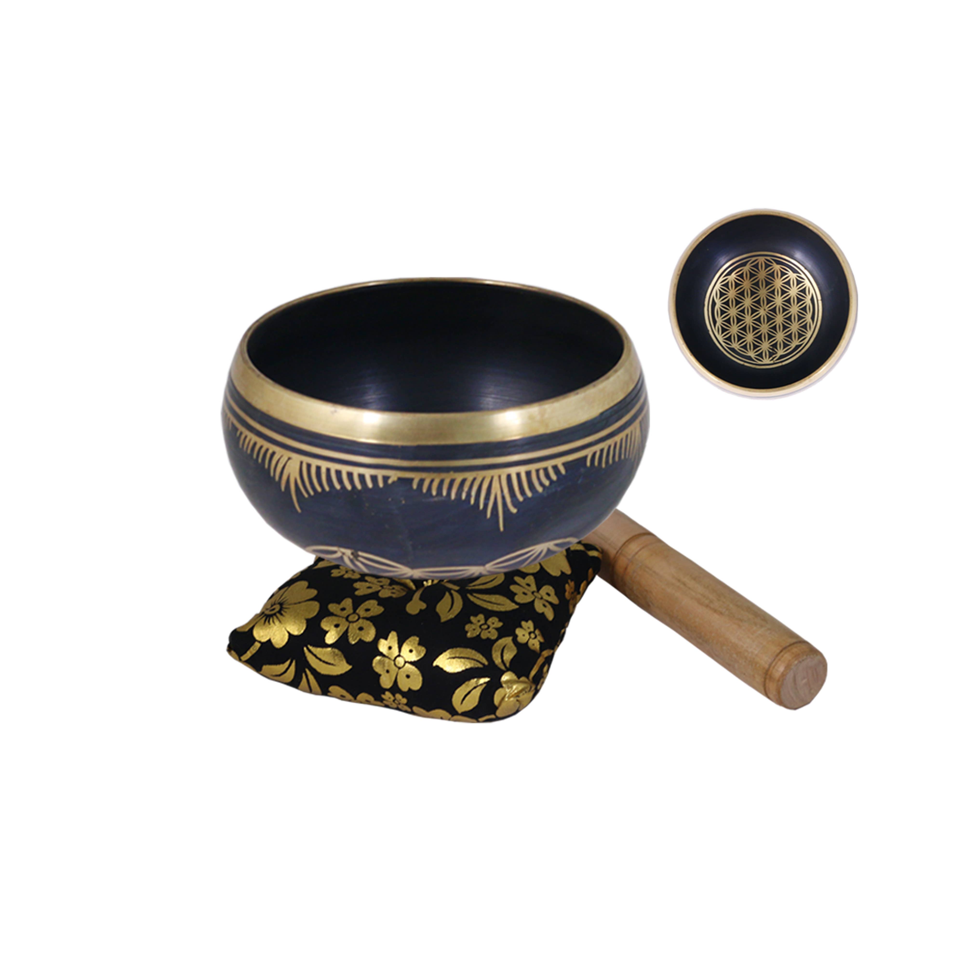 Designs by Deekay Inc. - Wholesale Meditation Supplies - Tibetan Singing Bowl - Flower of Life (Black)