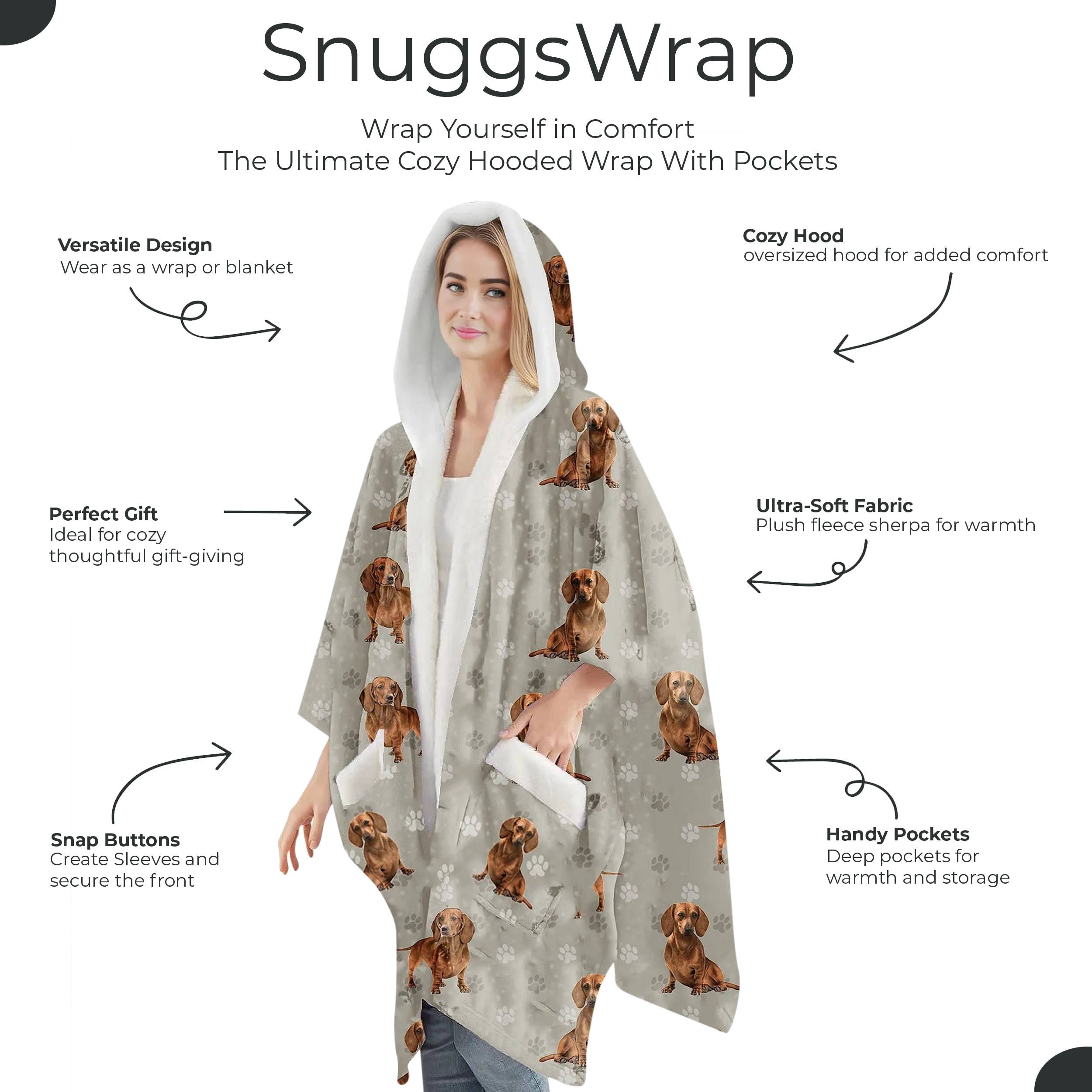 E&S Pets - Wholesale Hoodie - Unisex - Dachshund, Red Snugg Wraps with Hoodie – Ultra Soft Sherpa Fleece Wrap for Pet Lovers4