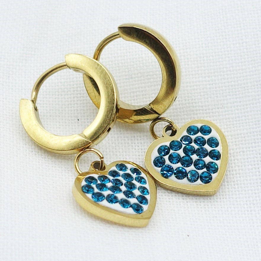 Daemon srls – wholesale Huggie earrings – LUCY ~ Zircons heart Stainless Steel Earrings19