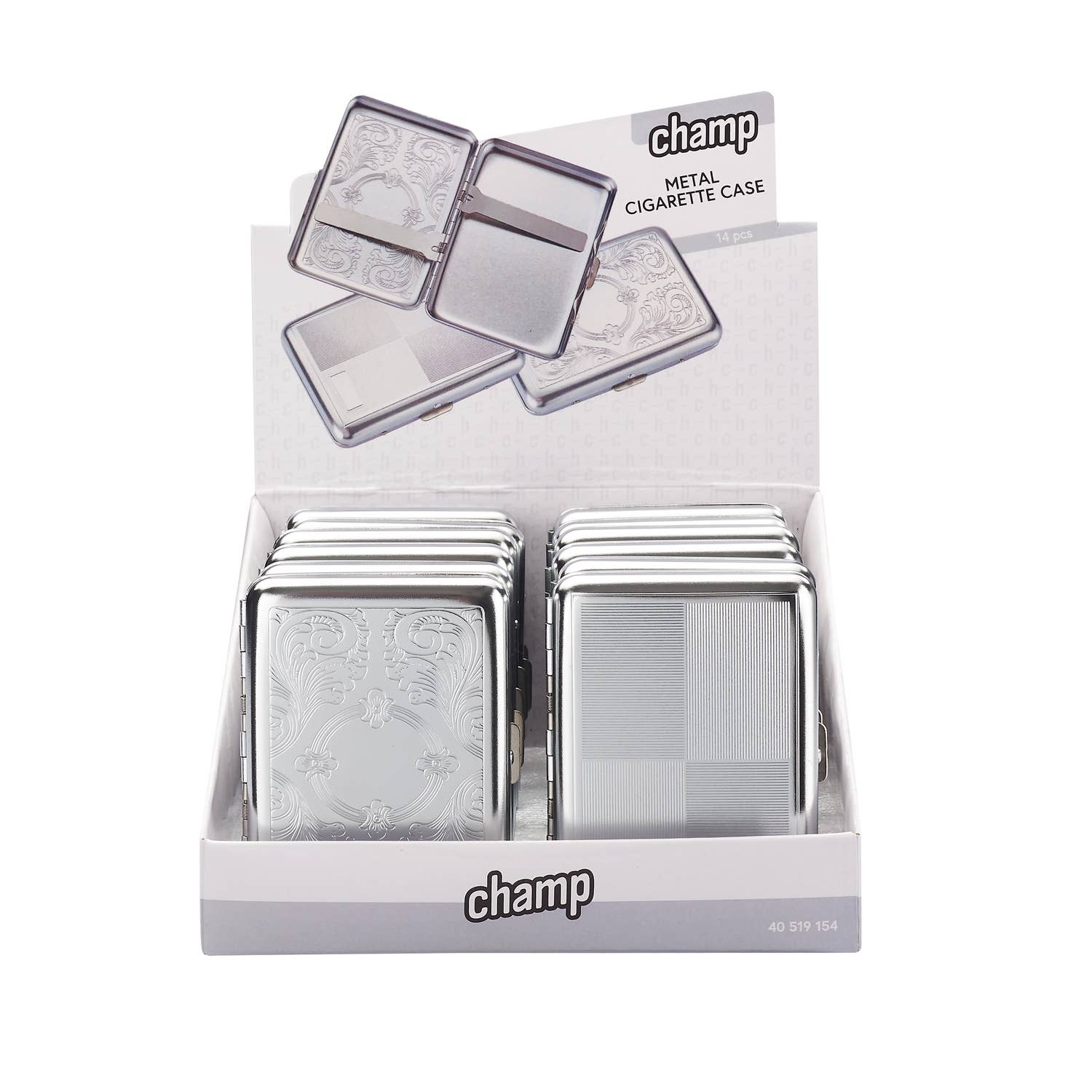 Champ by Polyflame – Engroshandel Cigaretetui – Metal cigaretetuier til 14 cigaretter1