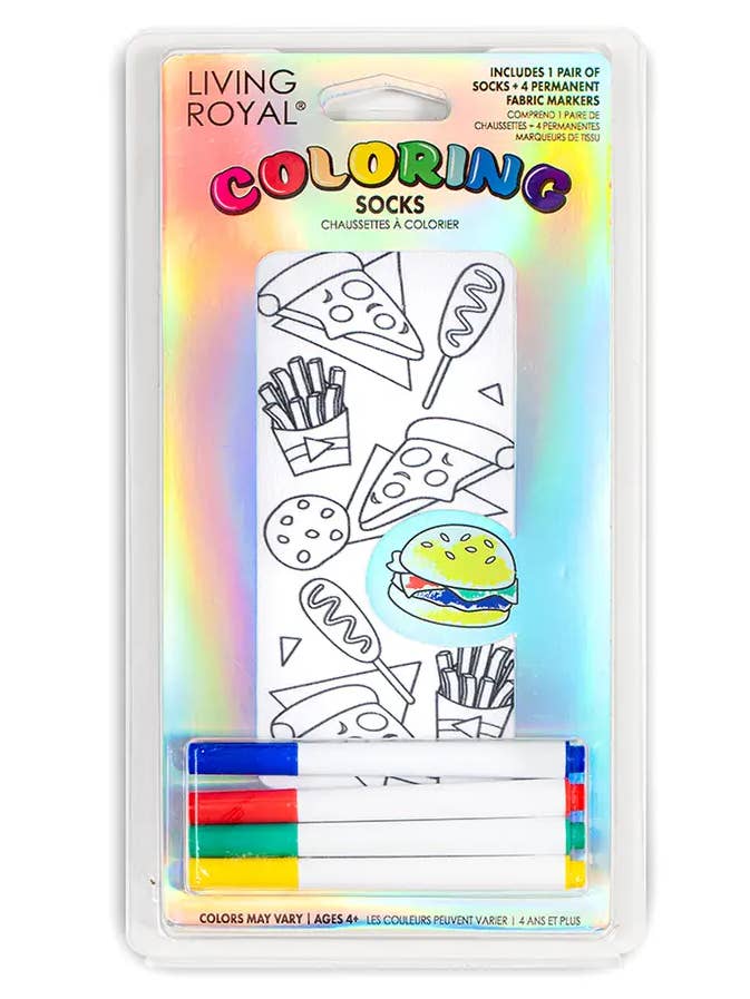 Ankle Socks - DIY Coloring Kit - Favorite Foods for wholesale by Living Royal