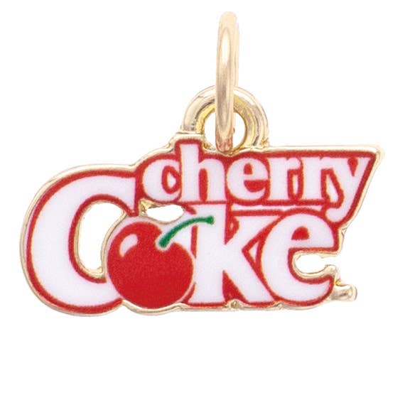 Cherry Coke Stacked Logo Charm in Red & White for wholesale by Canvas Style