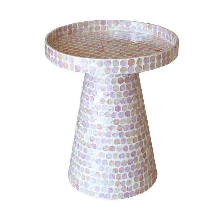 MÓVEL AUXILIAR EM CONCHAS DE CAPIZ ROSA 40X40XHT48 ELORA por atacado de Now's Home