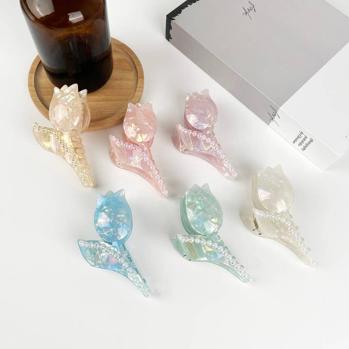 Tulpanacetat hårklämma, pärlkloklämmor för wholesale av TheDivaSoap