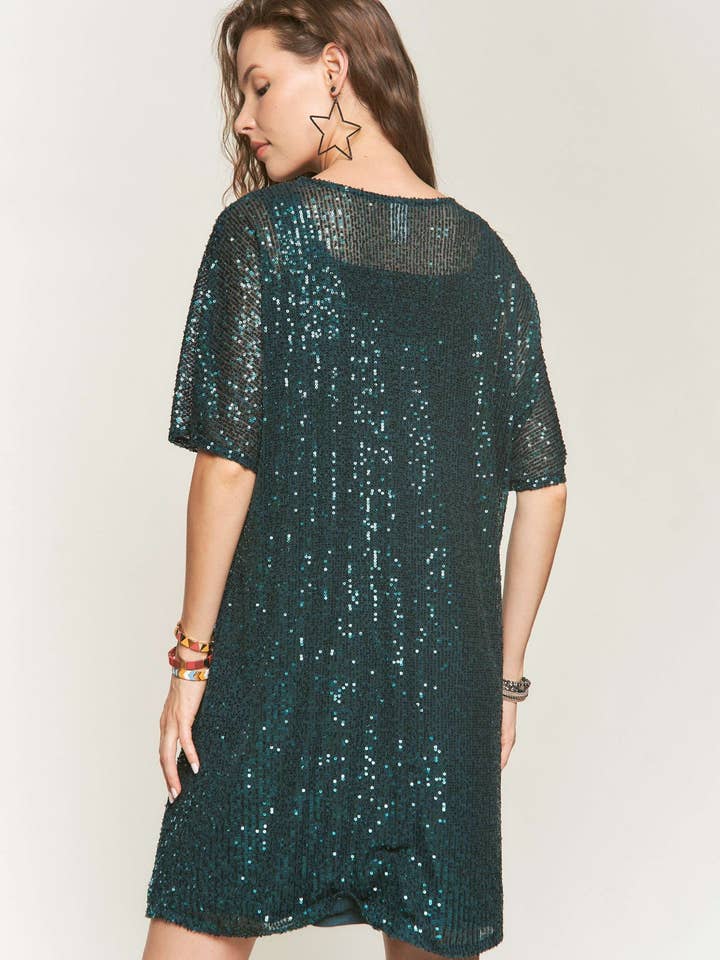 ADORA LA - Wholesale Dress - Women's - D7579_HE_ - DROP SHOULDER SEQUINS DRESS7