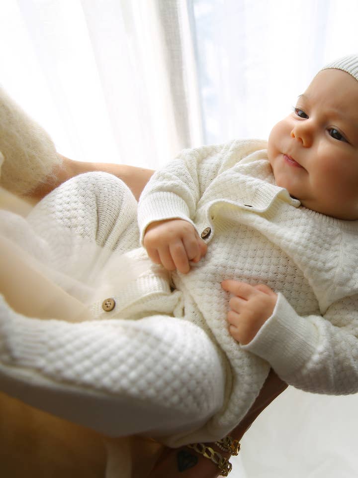 Nubo Baby - Wholesale Clothing Set - Baby - Ecru Knit Baby Gift Set – Jumpsuit, Hat & Blanket, Cotton1