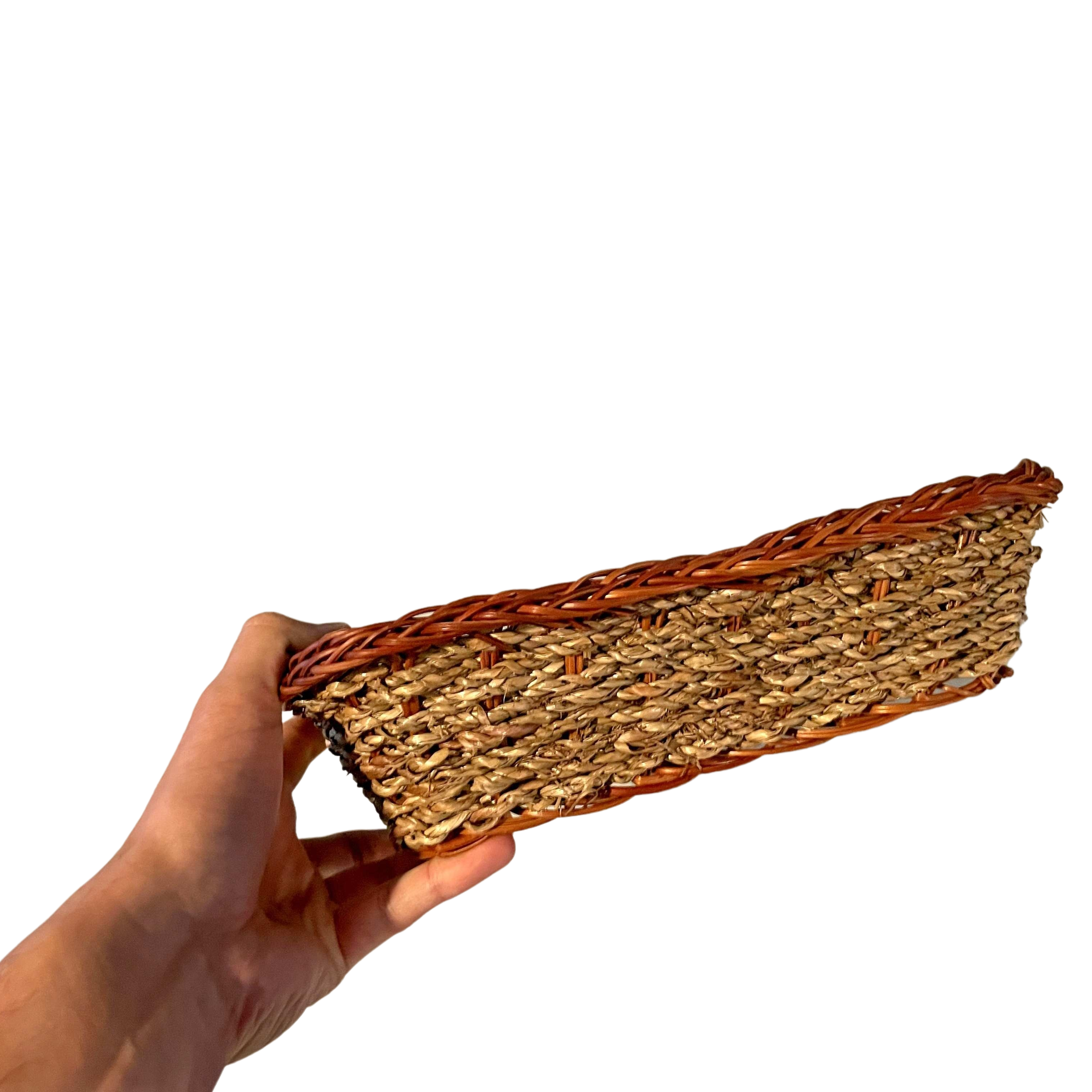 TOA Waters – wholesale Basket – Seagrass/Bamboo Rectangular Basket Tray (11.25" x 9" x 3")3