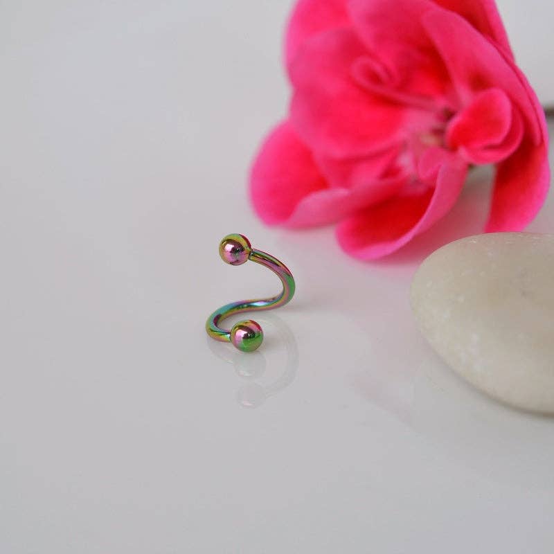 StockJWL - Vendita all'ingrosso Orecchini singoli - Piercing a Spirale Ritorto Piercing a Spirale Orecchini a Spirale in Acciaio Ondulato per Trago, Elica e Cartilagine Oro Argento Nero14