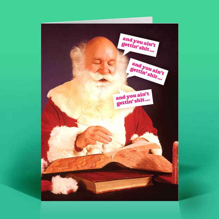Ain't Gettin' Sh*t Christmas Card for wholesale by The Raccoon Society