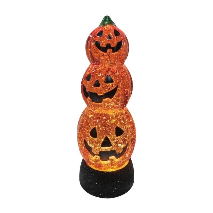 Season's Designs - Wholesale Snow Globe - 10"LED Glitter Water Spinning Pumpkin Lantern
