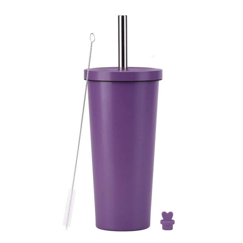 Candles Meta - Wholesale Insulated Mug/Tumbler - 710ml Silid Color Milk Tea Stainless Steel Cup with Straw1