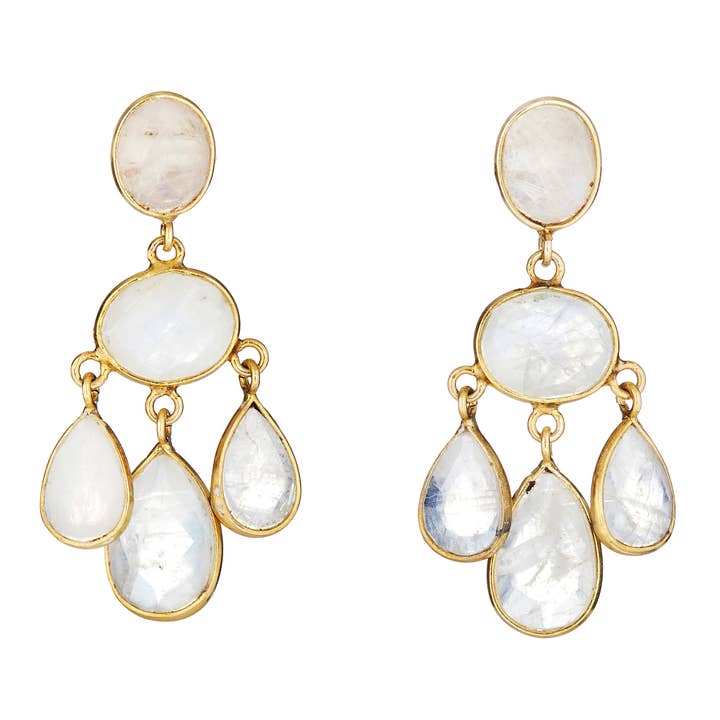Moonstone Chandelier Earrings for wholesale by Elyssa Bass Designs