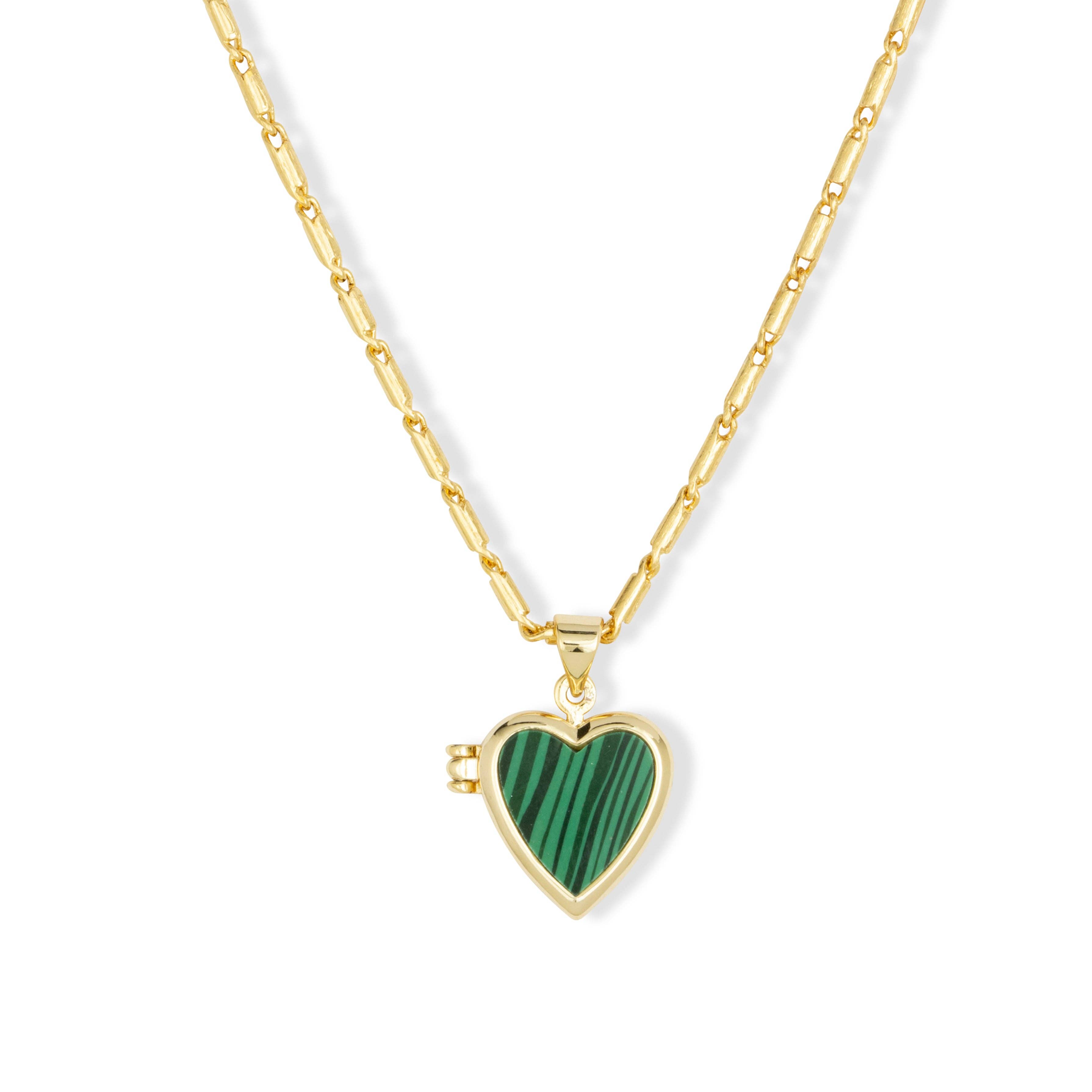 Ashiana London - Wholesale Locket Necklace - Roxy Heart Locket Necklace Green0