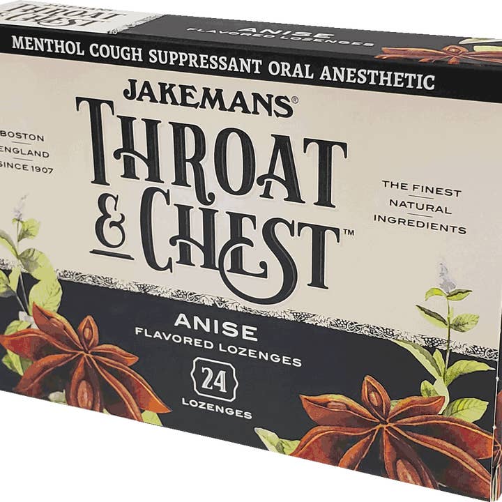 Boîte de pastilles à l'anis pour la gorge et la poitrine de Jakemans - 24 Ct pour la vente par BT Remedies