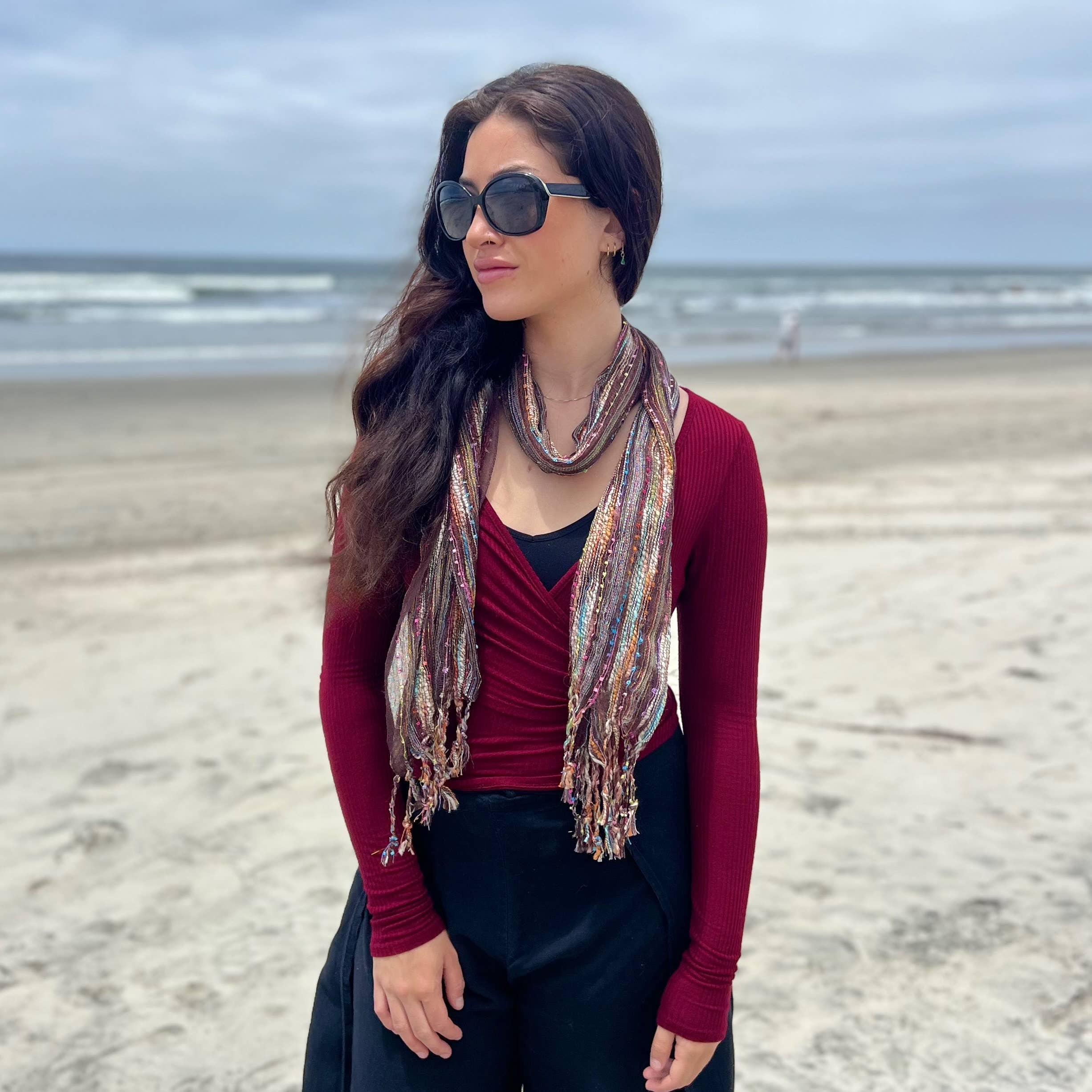 Humble Hilo – wholesale Scarf – Women's – Humble Hilo Multicolored Thread Artisan Scarf76