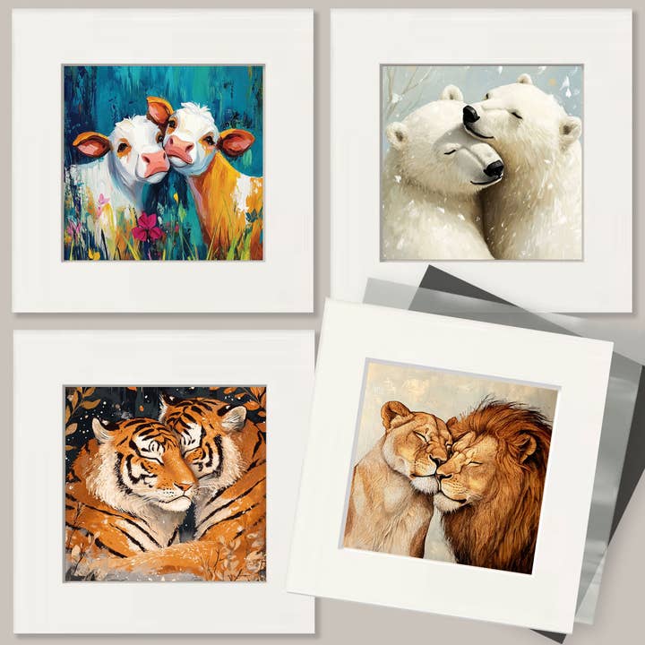Mowbi - Wholesale Art Print - Pigs #2 - Animals in Love Wall Art Prints – 8″x10″ Artwork for 11″x14″ Frame
