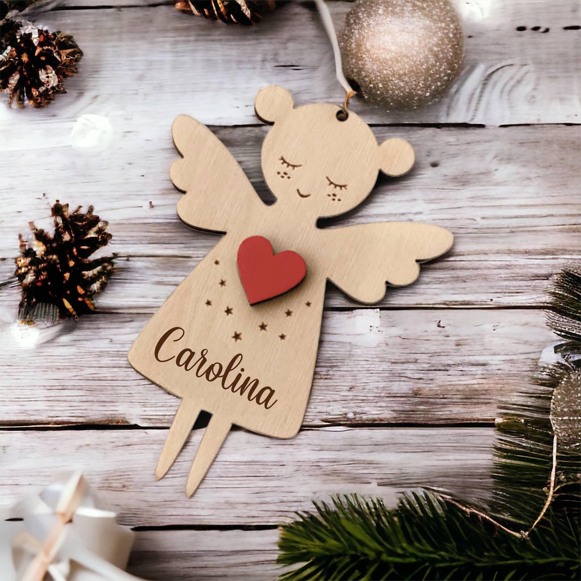 BeGenuine - Wholesale Ornament - Angel Wooden Ornament Personalized with Name Girl Keepsake 7