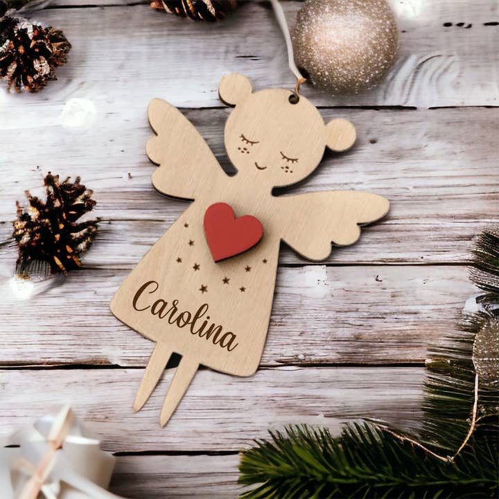 BeGenuine - Wholesale Ornament - Angel Wooden Ornament Personalized with Name Girl Keepsake 7