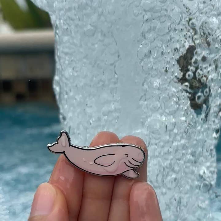 Fin Pin Shop - Wholesale Lapel Pin/Button - Pink beluga whale enamel pin • Patreon exclusive