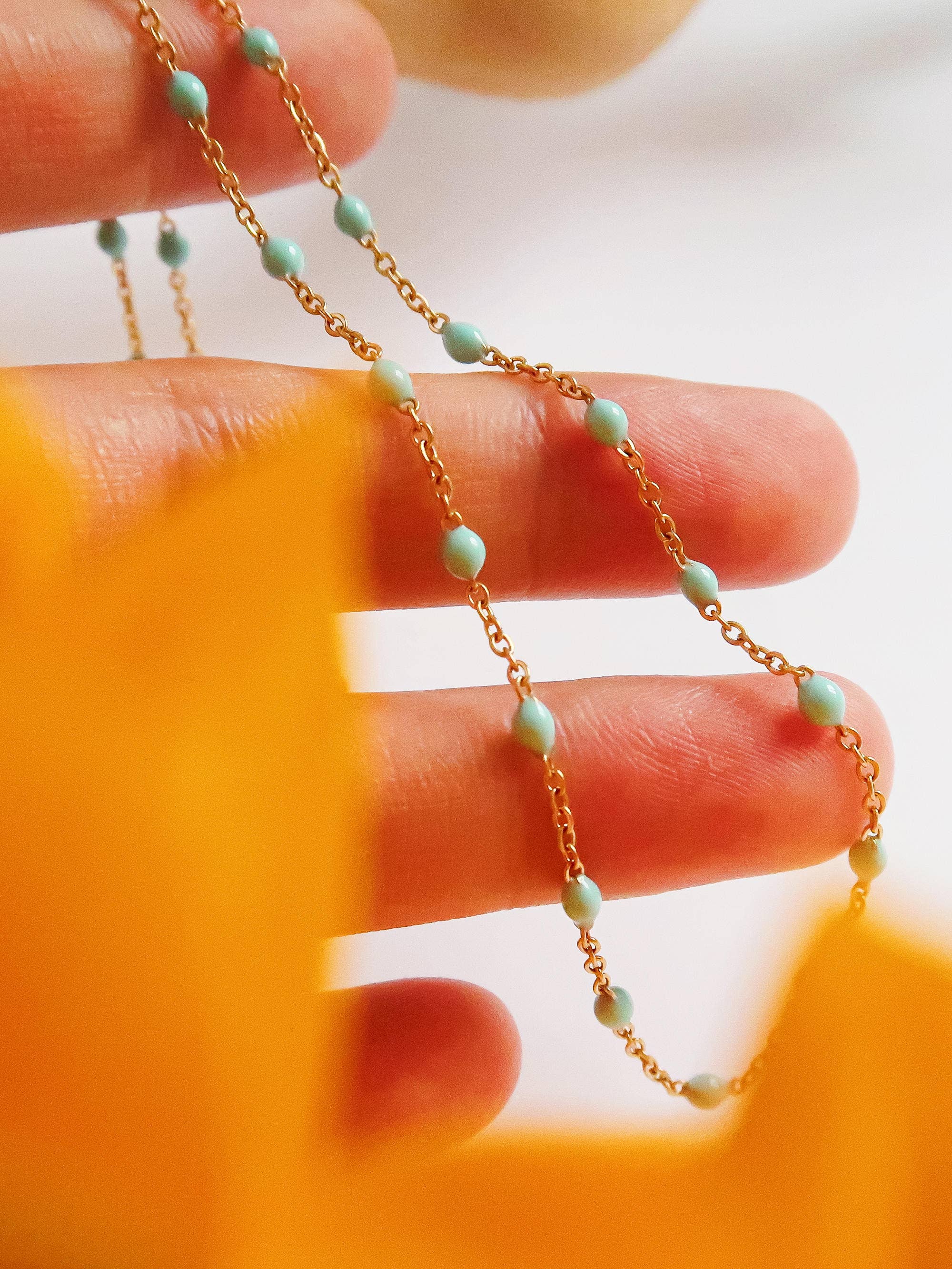 Flânerie by MAIQ - Wholesale Pendant/Charm Necklace - Soleil 18K Gold Non-Tarnish Beaded Petite Chain Necklace0