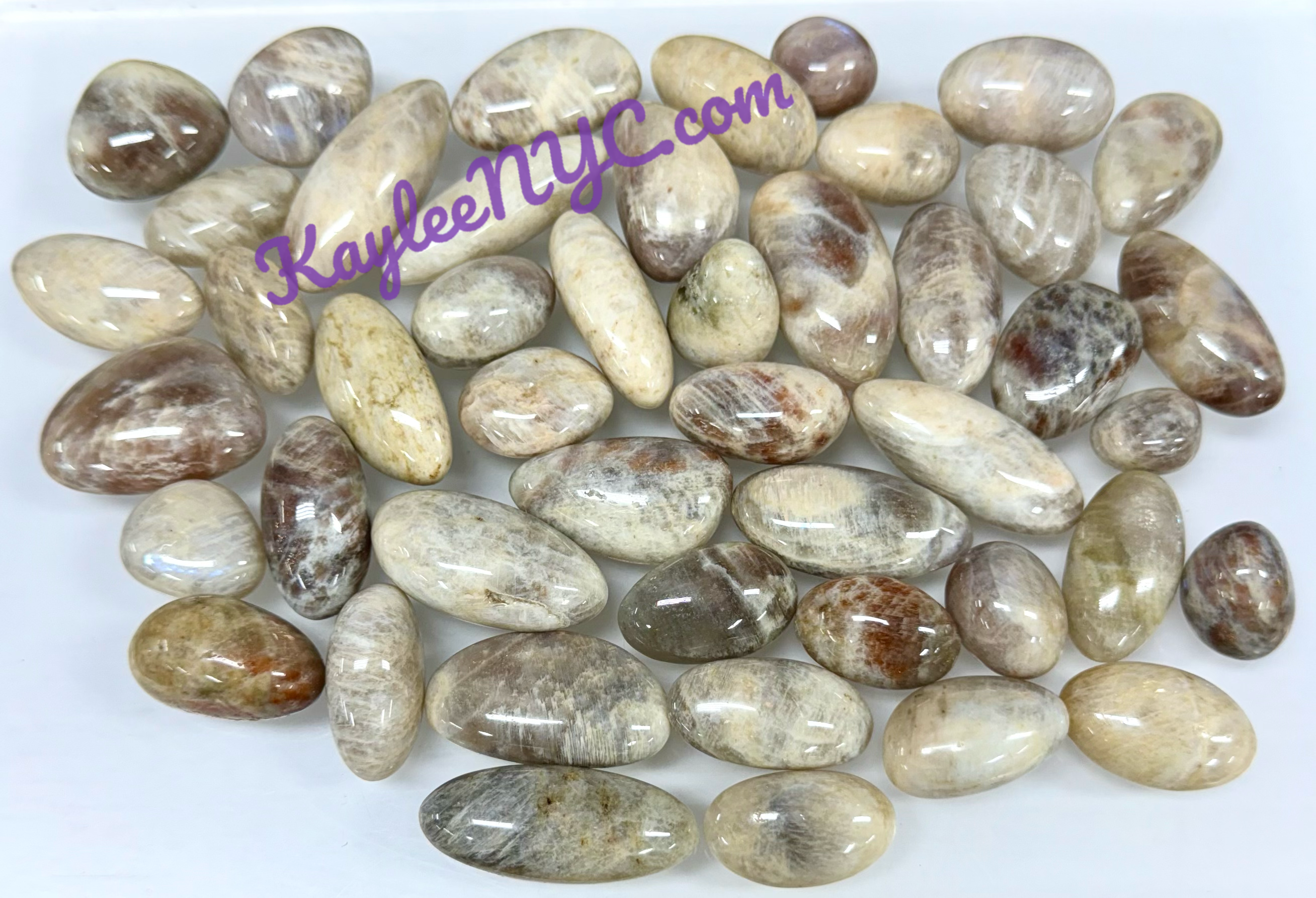 KayleeNYC - Wholesale Spiritual Stone/Crystal - Wholesale Lot 2 Lbs Natural Moonstone Sunstone Tumble1