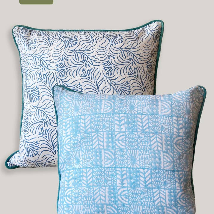 House of Roya Ltd - Wholesale Throw Pillow Cover - Zeenat Dual Pattern Linen Cushion Cover1