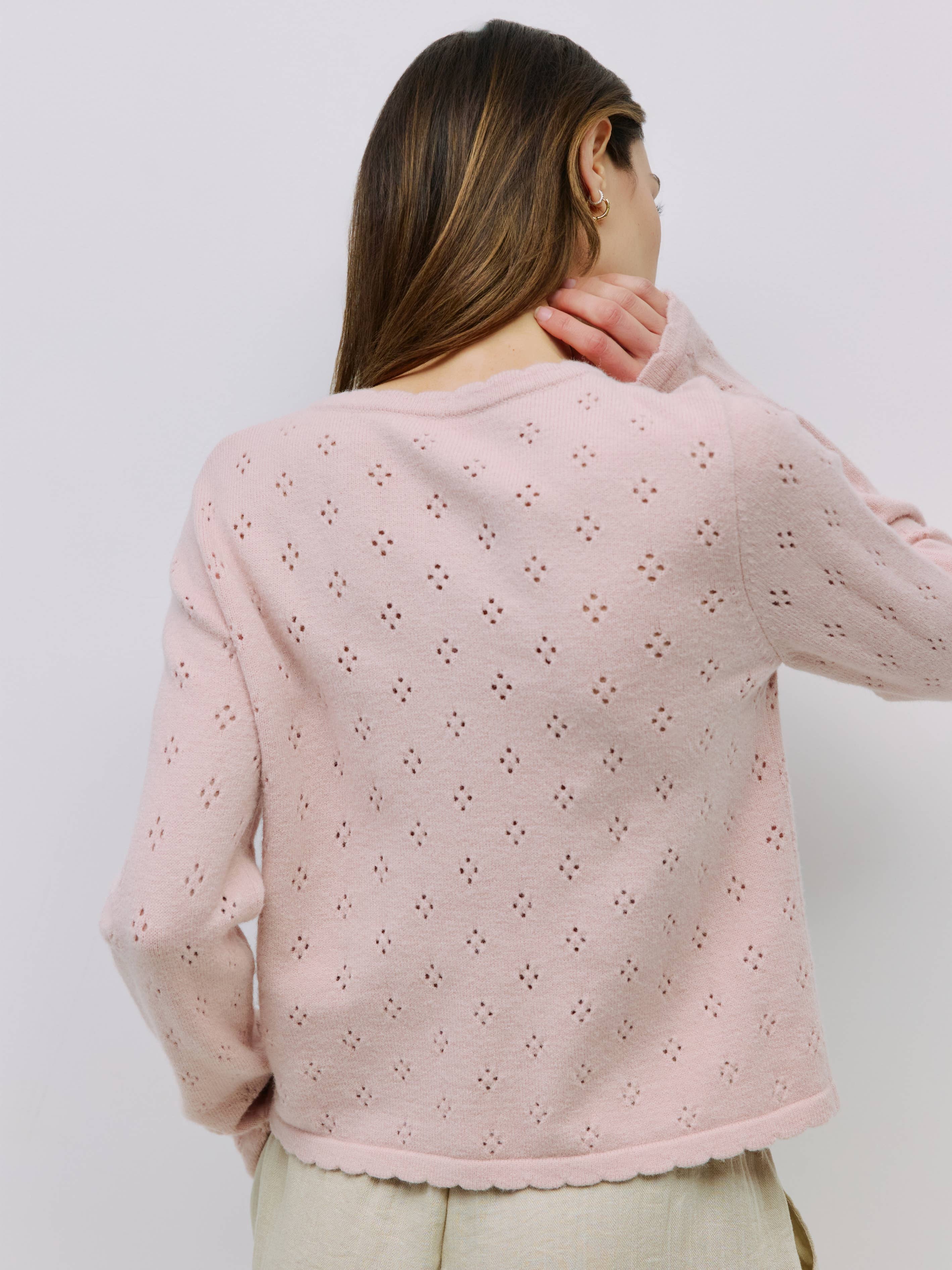 MOD REF - Wholesale Cardigan - Women's - The Carmela Cardigan | Scalloped Pointelle Cardigan3