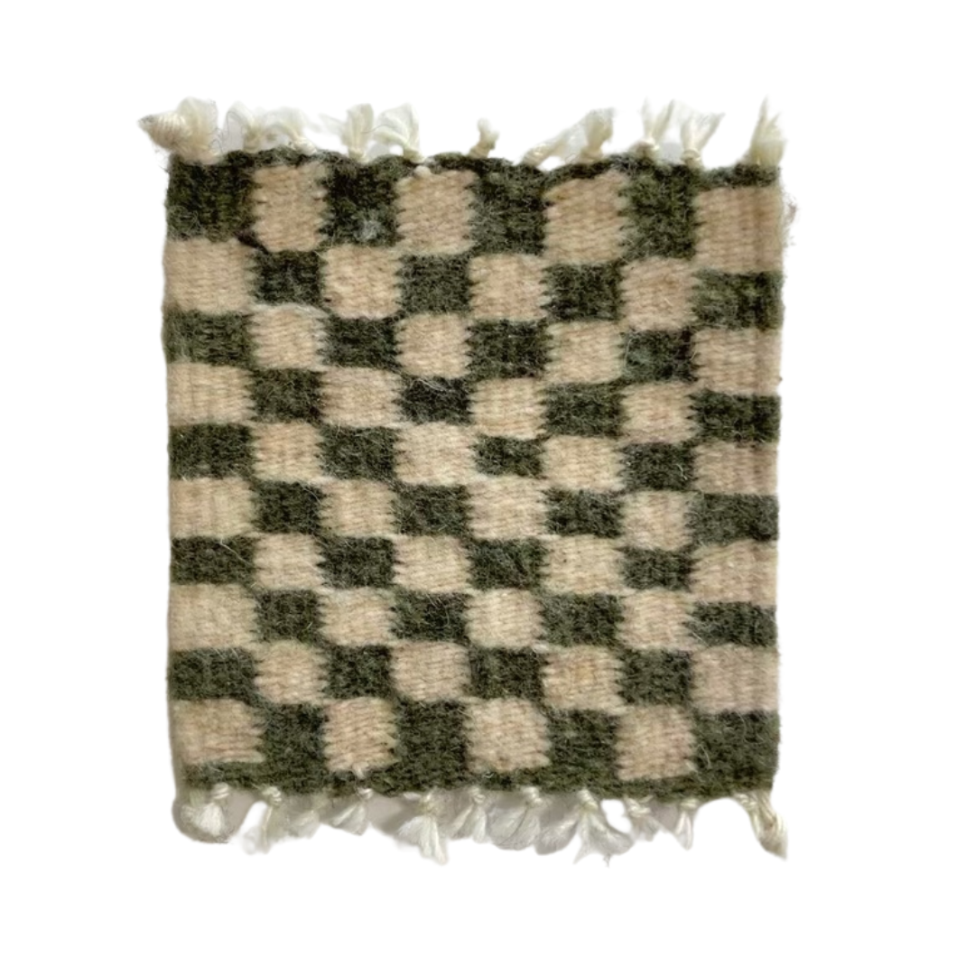 Selva Studio - Wholesale Coasters - Handwoven Checkered Coasters Moss1
