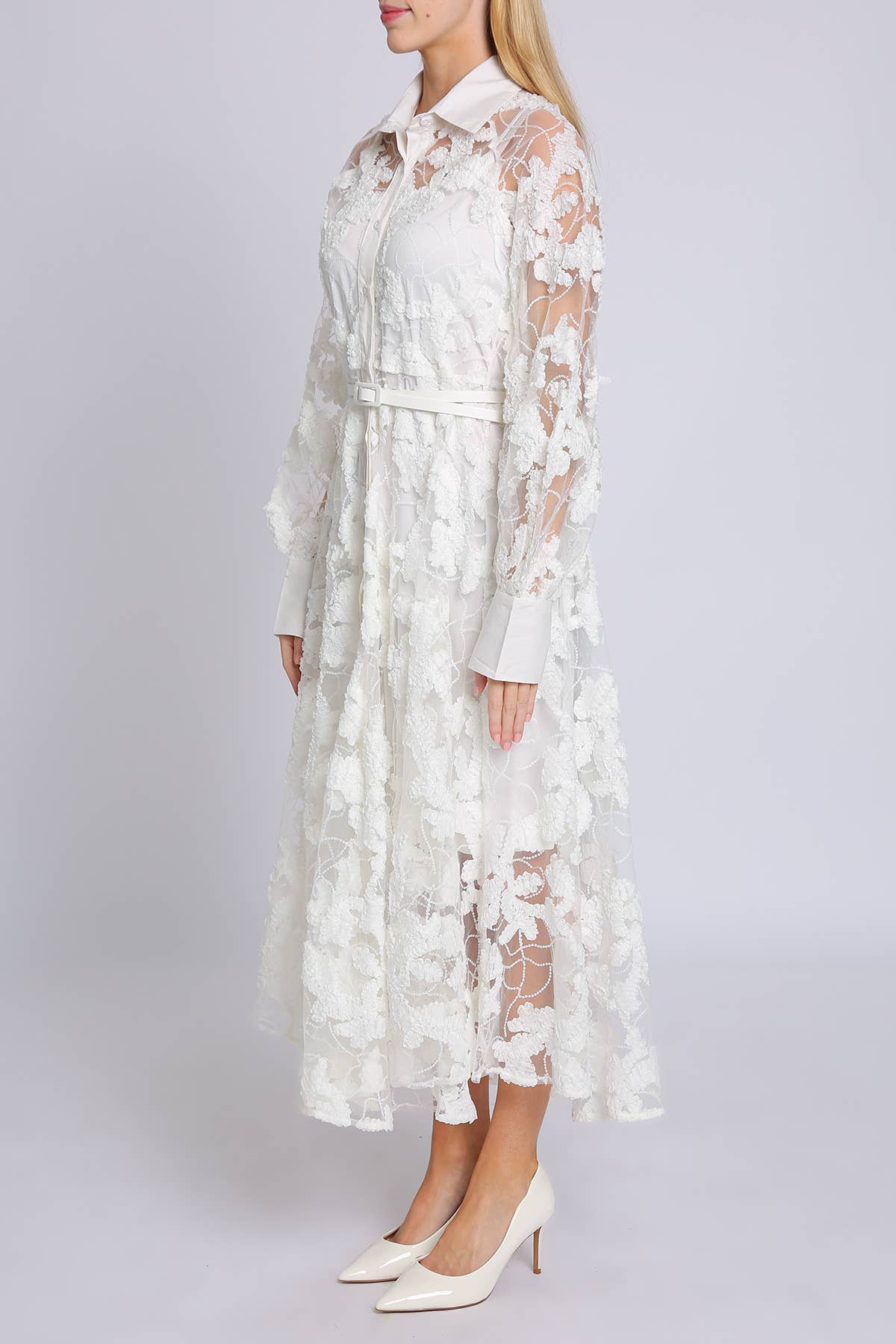 Beulah Style - Wholesale Dress - Women's - Floral Embroidered on Sequined Mesh Maxi Dress PC37531