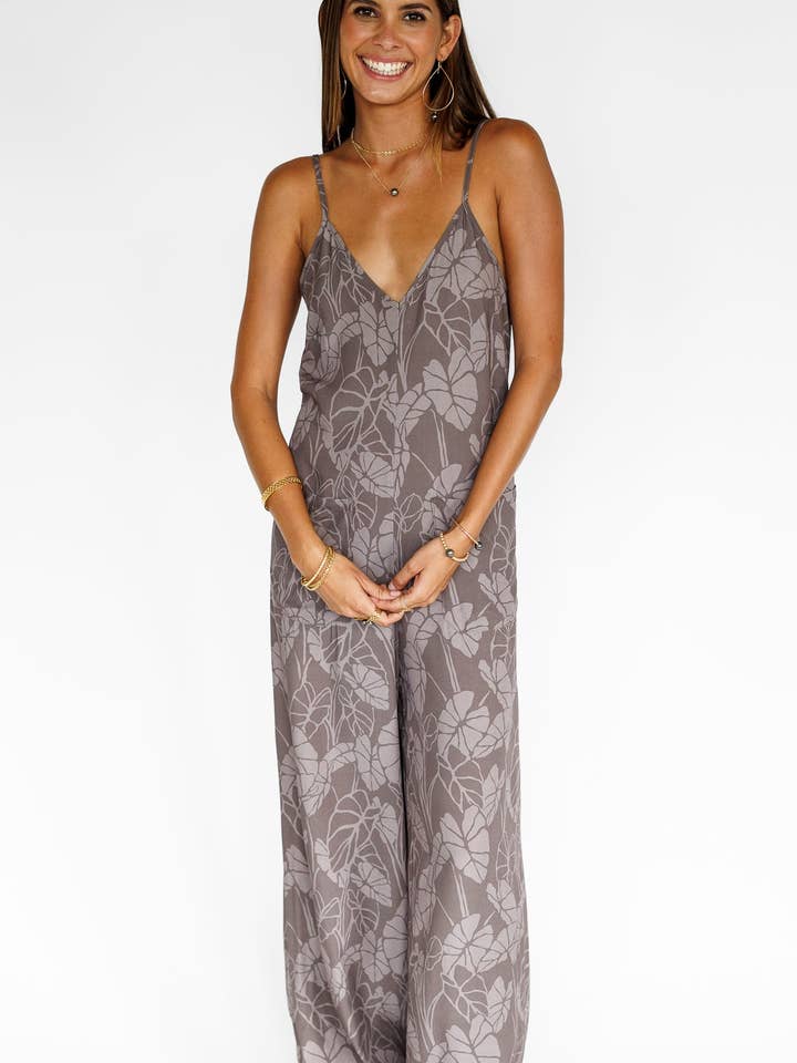 Kalo Patch / Haiku Jumpsuit / Earth for wholesale by Keani Hawaii