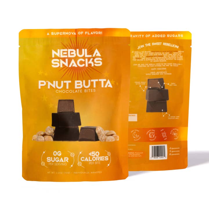 P'Nut Butta Filled Dark Chocolate Bites for wholesale by Nebula Snacks