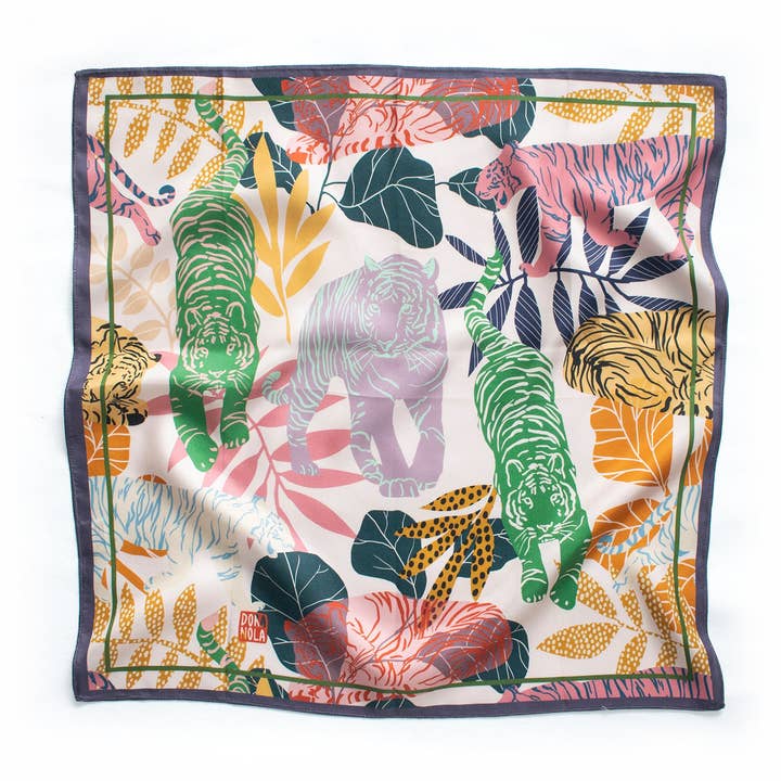 Tigress silk neckerchief 50 for wholesale by Dora Nola