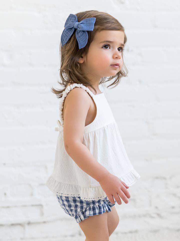 Colored Organics - Wholesale Shorts - Kids - Organic Helena Seersucker Ruffle Bloomer - Marino Gingham