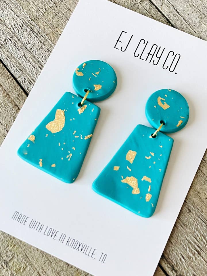 Turquoise and Gold Flaked Dangles for wholesale by EJ Clay Co