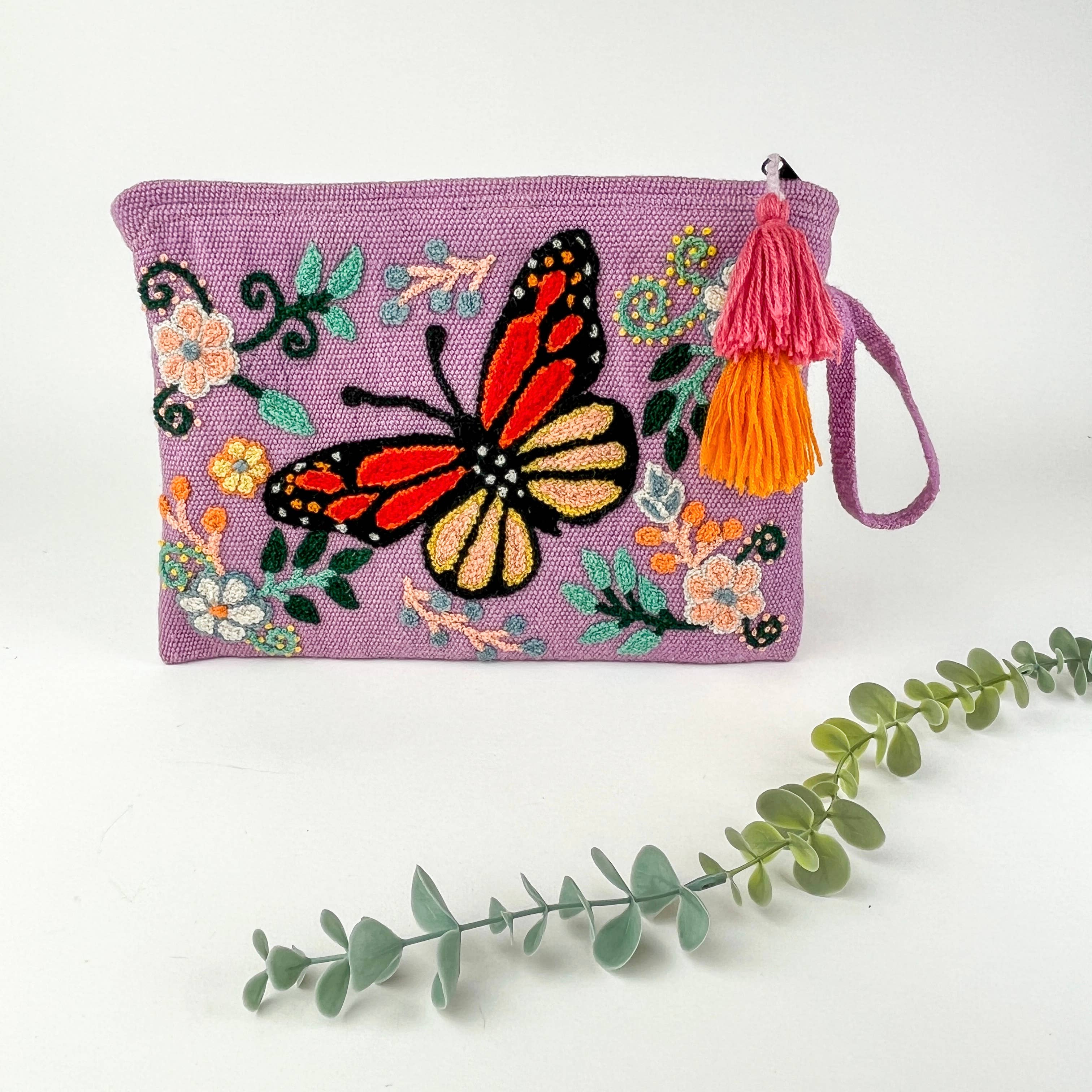 Artesana Love - Wholesale Pouch - Women's - Mariposa Monarch Hand Embroidered Tablet Pouch2
