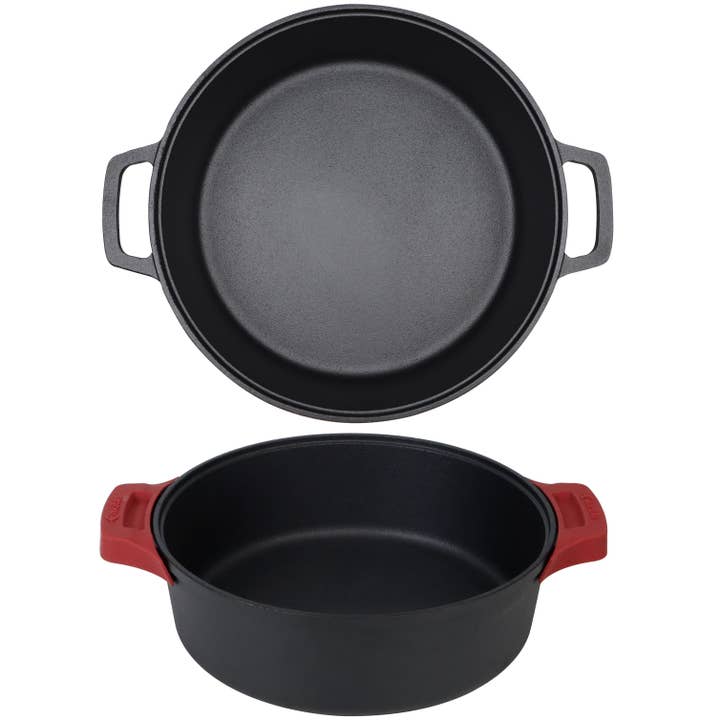 12-Inch/30 cm Cast Iron Skillet Set (EXTRA DEEP) with Dual L for wholesale by Crucible Cookware