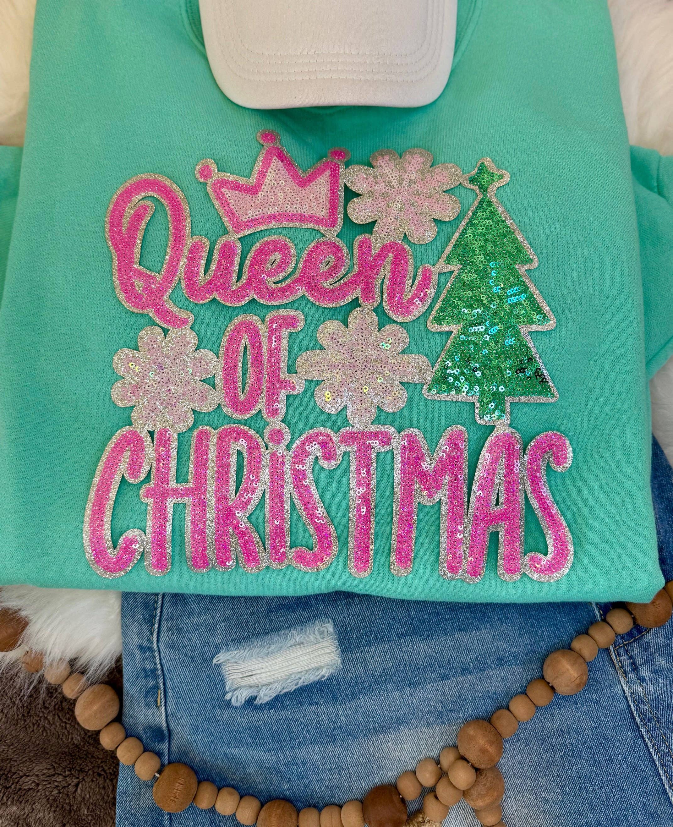 sequinandstiches - Wholesale Patch - Queen of Christmas Patch: Christmas Applique - 11 inch Sequin patch