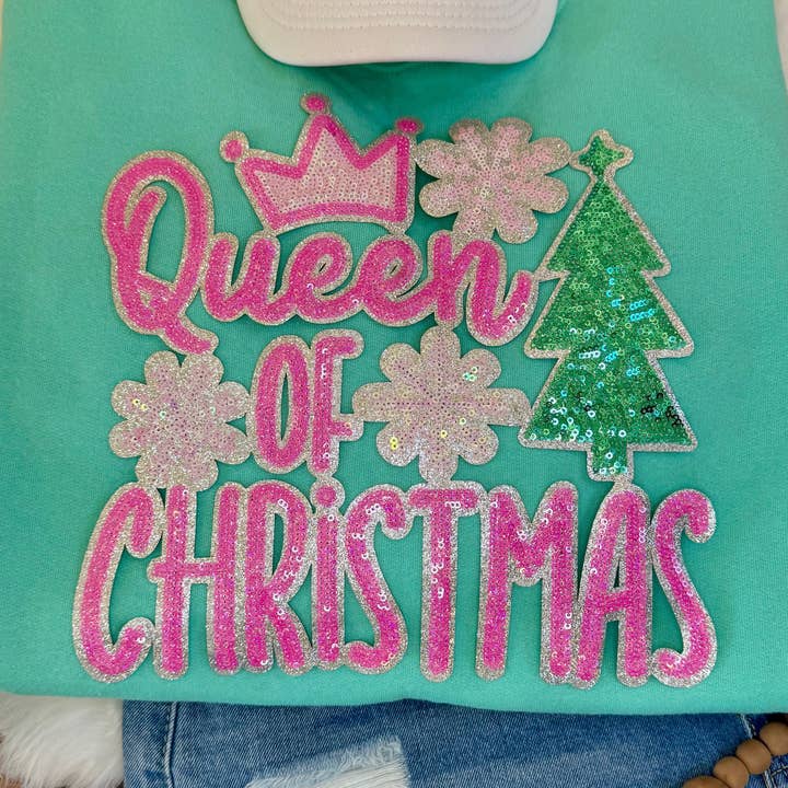 sequinandstiches - Wholesale Patch - Queen of Christmas Patch: Christmas Applique - 11 inch Sequin patch0