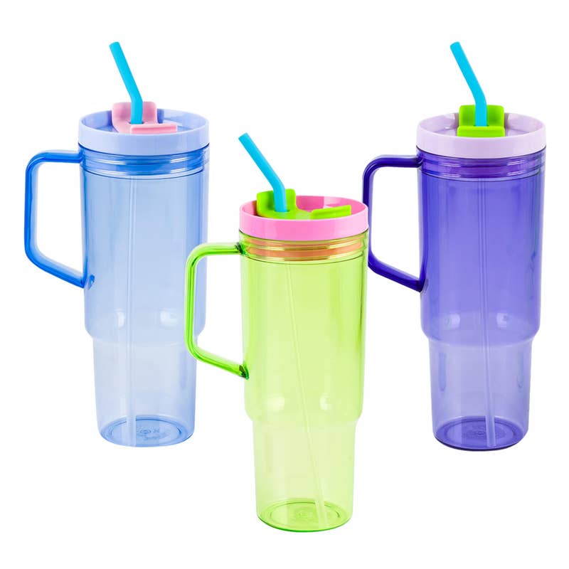 Deluxe Import Trading – wholesale Dricksglas och koppar – Hydrox Tumbler med Sugrör - 40oz - Klar Plast - Blandade0