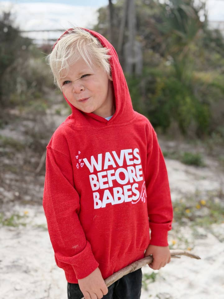 Waves Before Babes- Red Hoodie Sweatshirt for wholesale by Tuck & Char Co.