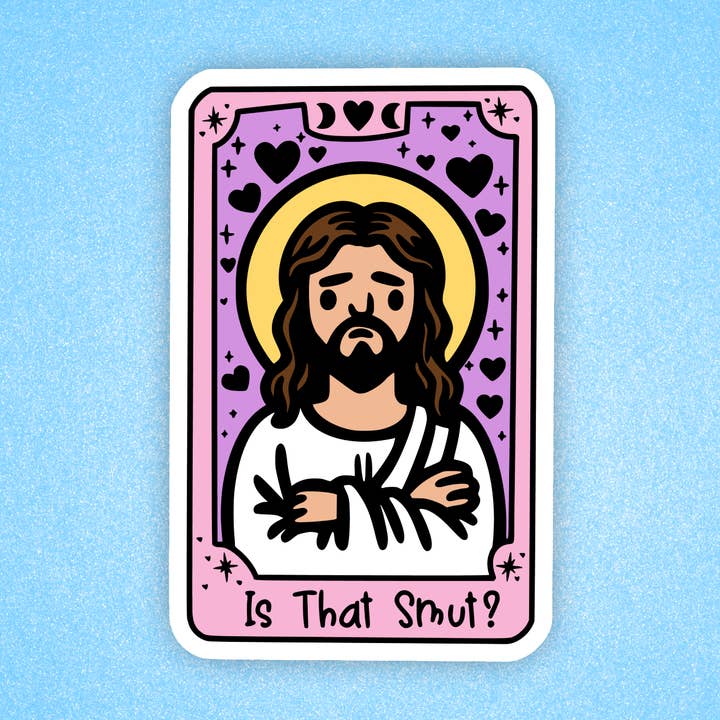 Is that smut tarot sticker, Kindle sticker, Jesus sticker for wholesale by Radical Buttons