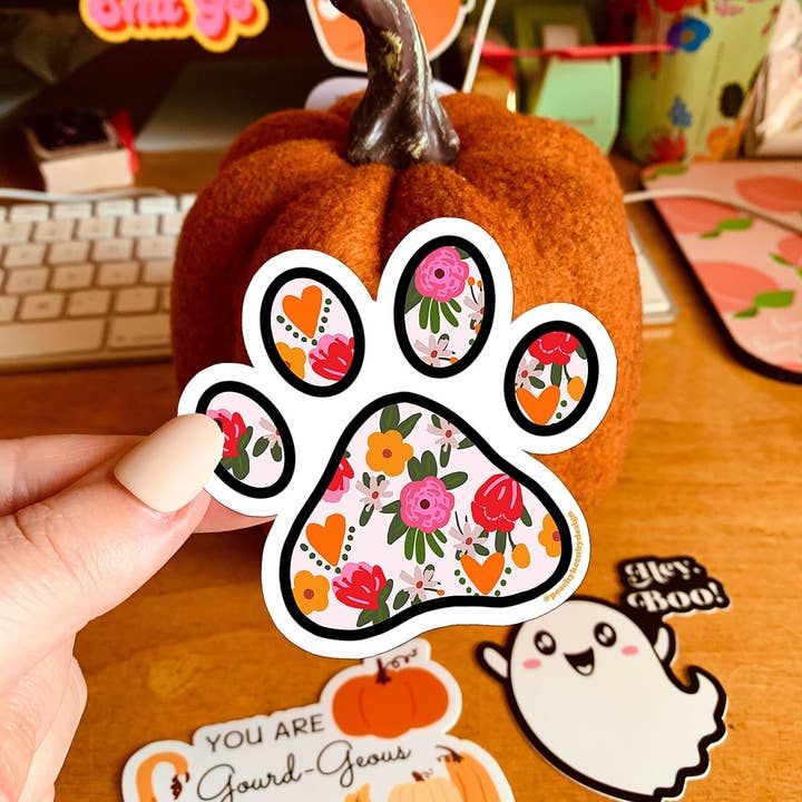Adesivo de pata de cachorro floral por atacado de Peachy Keen by Design Co