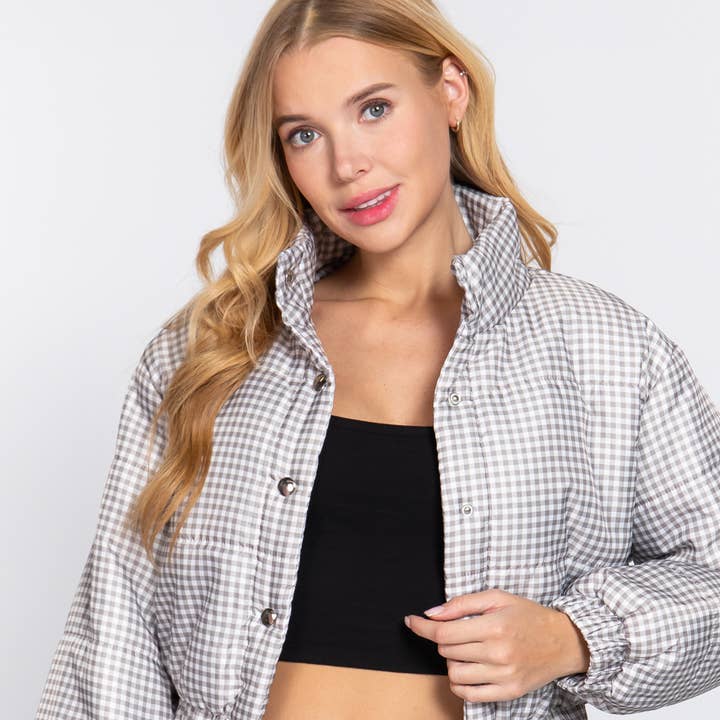 JK2022AB - PUFFER PRINT PADDING JACKET for wholesale by Baie Bleue