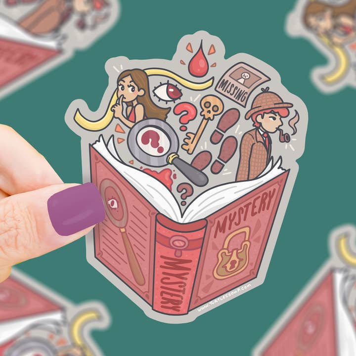 Mystery Book Club Bookish Novel Vinyl Sticker for wholesale by Turtle's Soup